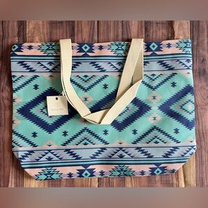 Styline Mint and Navy Western Print Weekend Bag